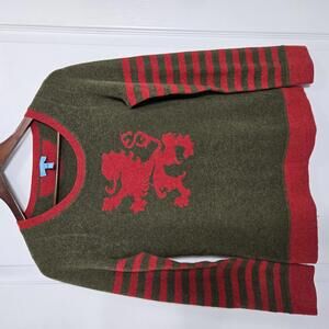 Escada Sport Wool Cashmere Sweater Women's Small Lion Crest Crewneck Preppy